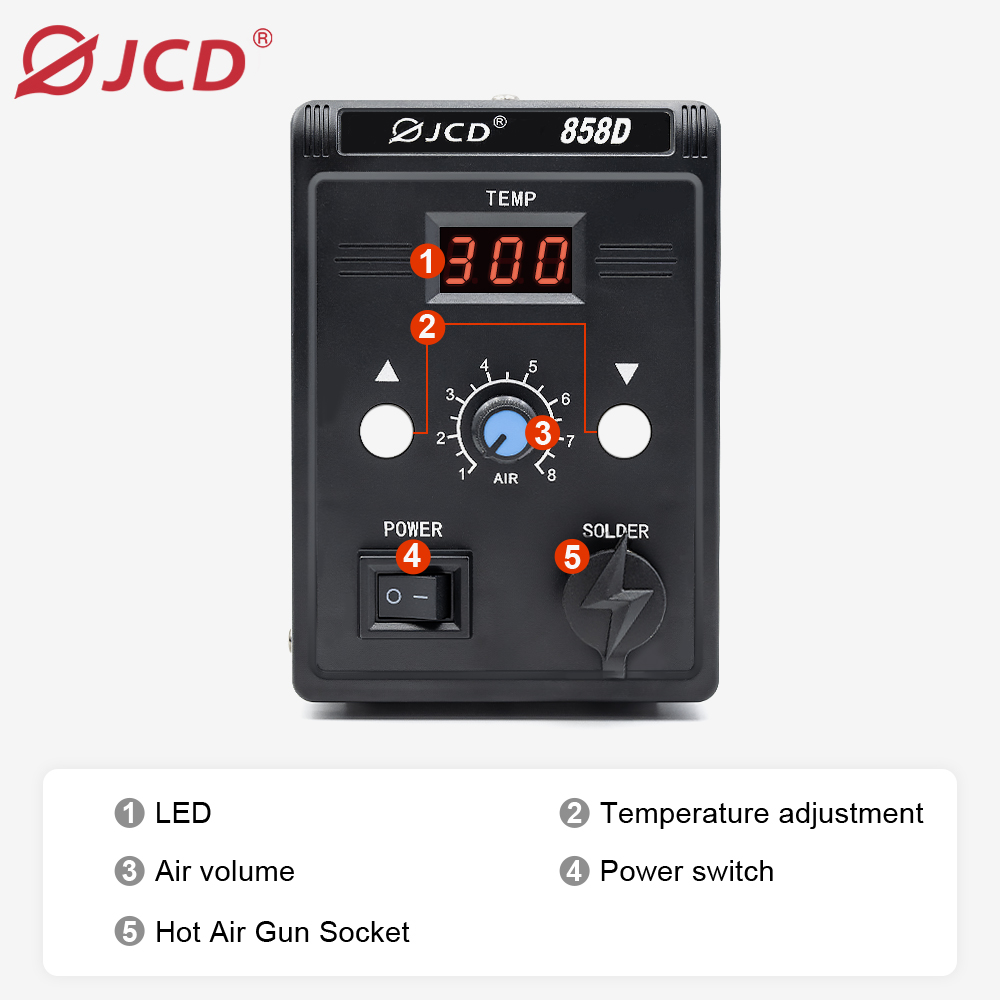JCD Hot Air Gun 858D 700W BGA  - Hot Air Station 858 recension och pris